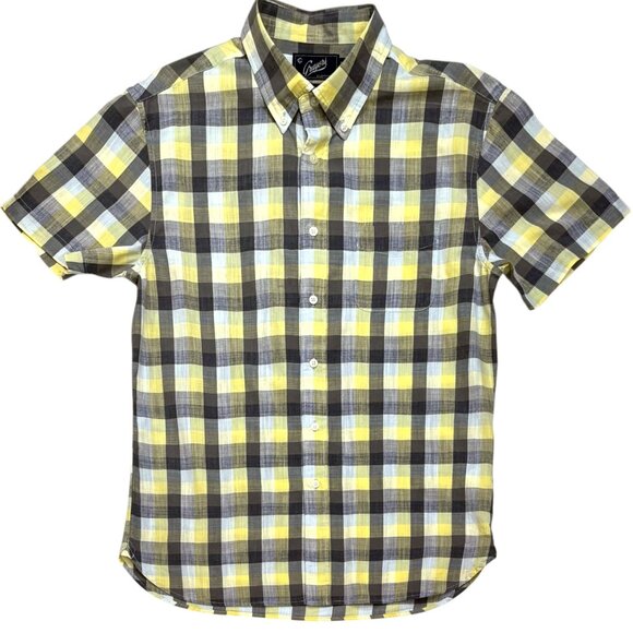 Grayers Gray Yellow Check Button Collar Short‎ Sleeve Shirt - Picture 11 of 11